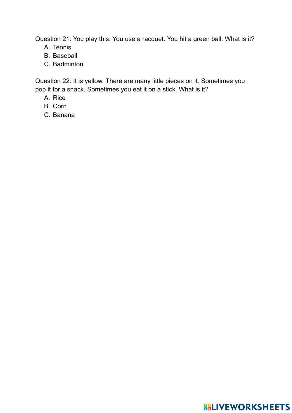 Toefl Primary Step 1 - Mock test