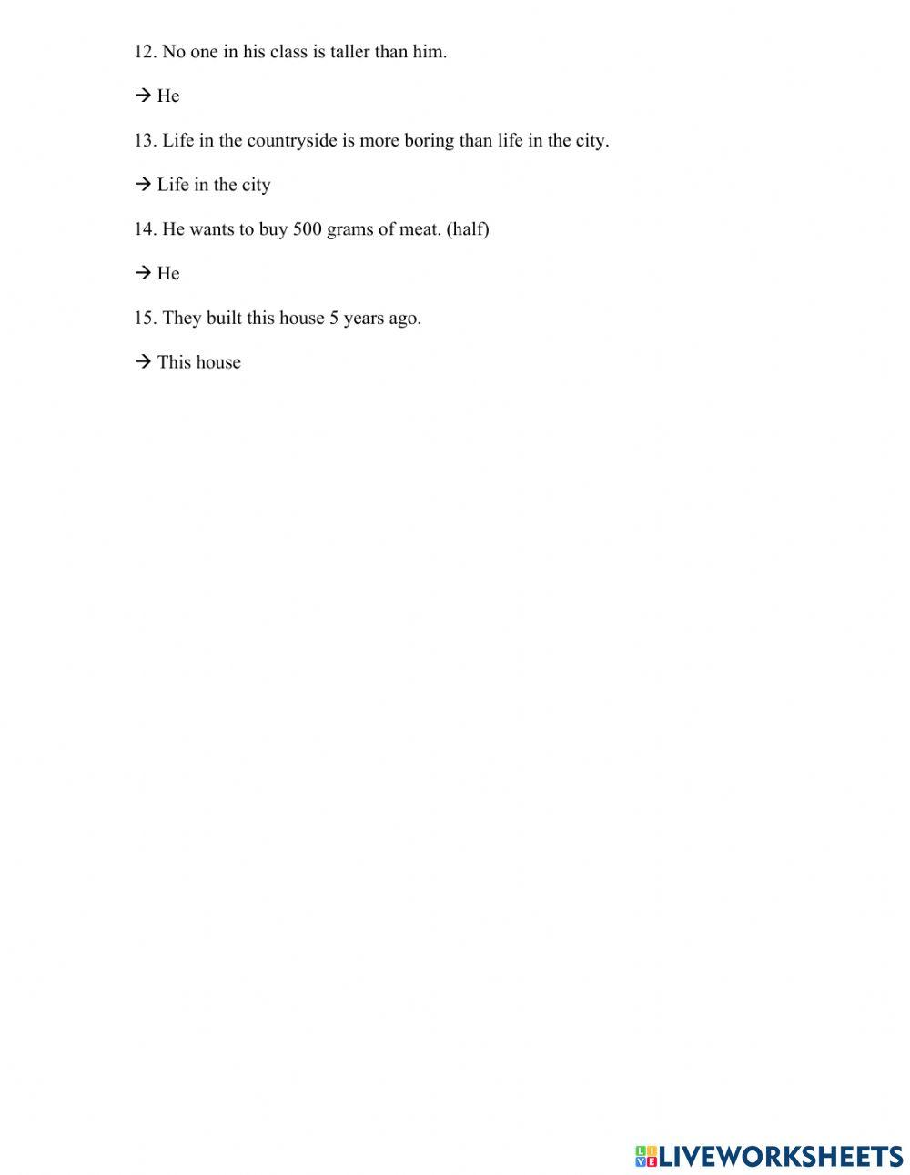 Sentences transformation