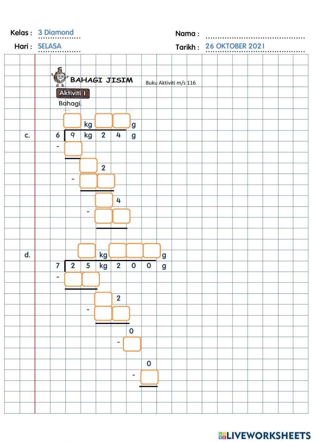 Bahagi jisim tahun 3 (26 okt)