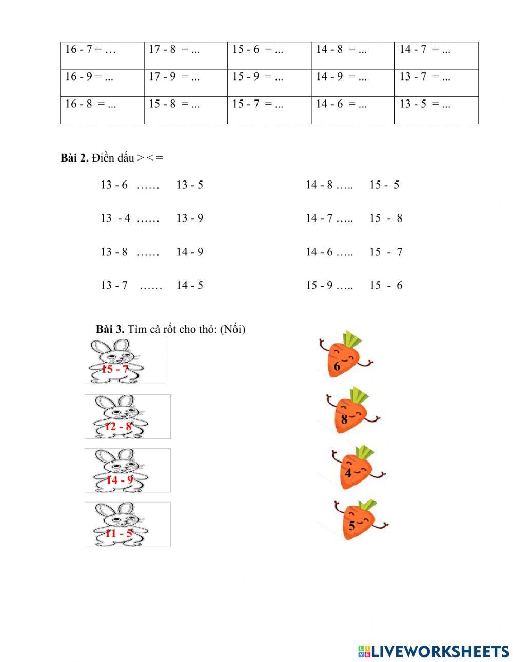 Phiếu cuối tuần 6 môn Toán