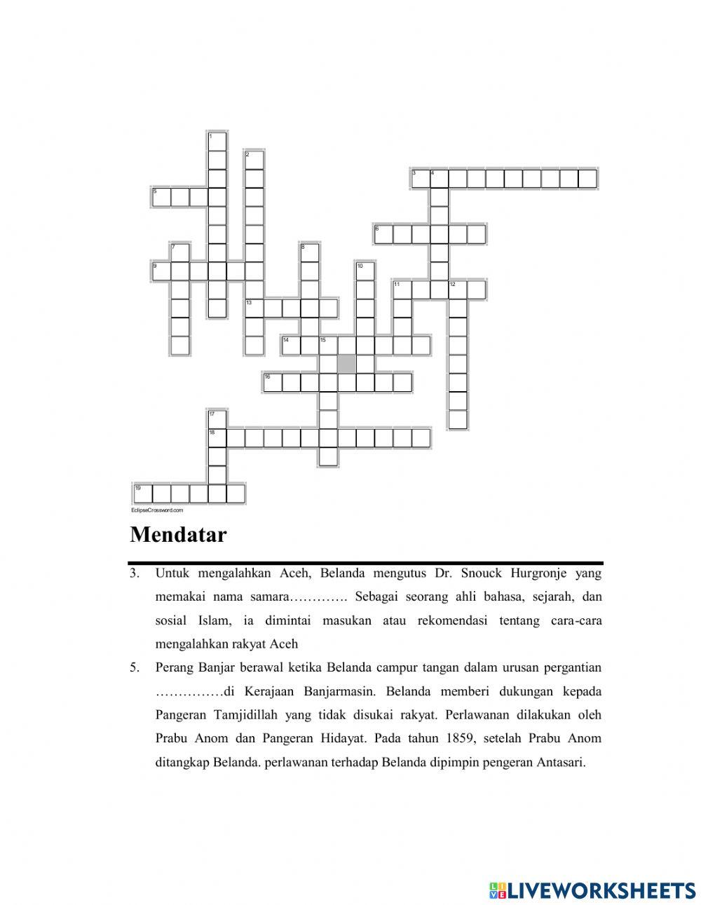 Crossword IPS Bagian B Ke 32 worksheet Live Worksheets