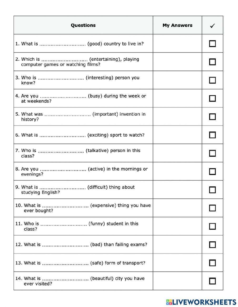 Comparatives and Superlatives
