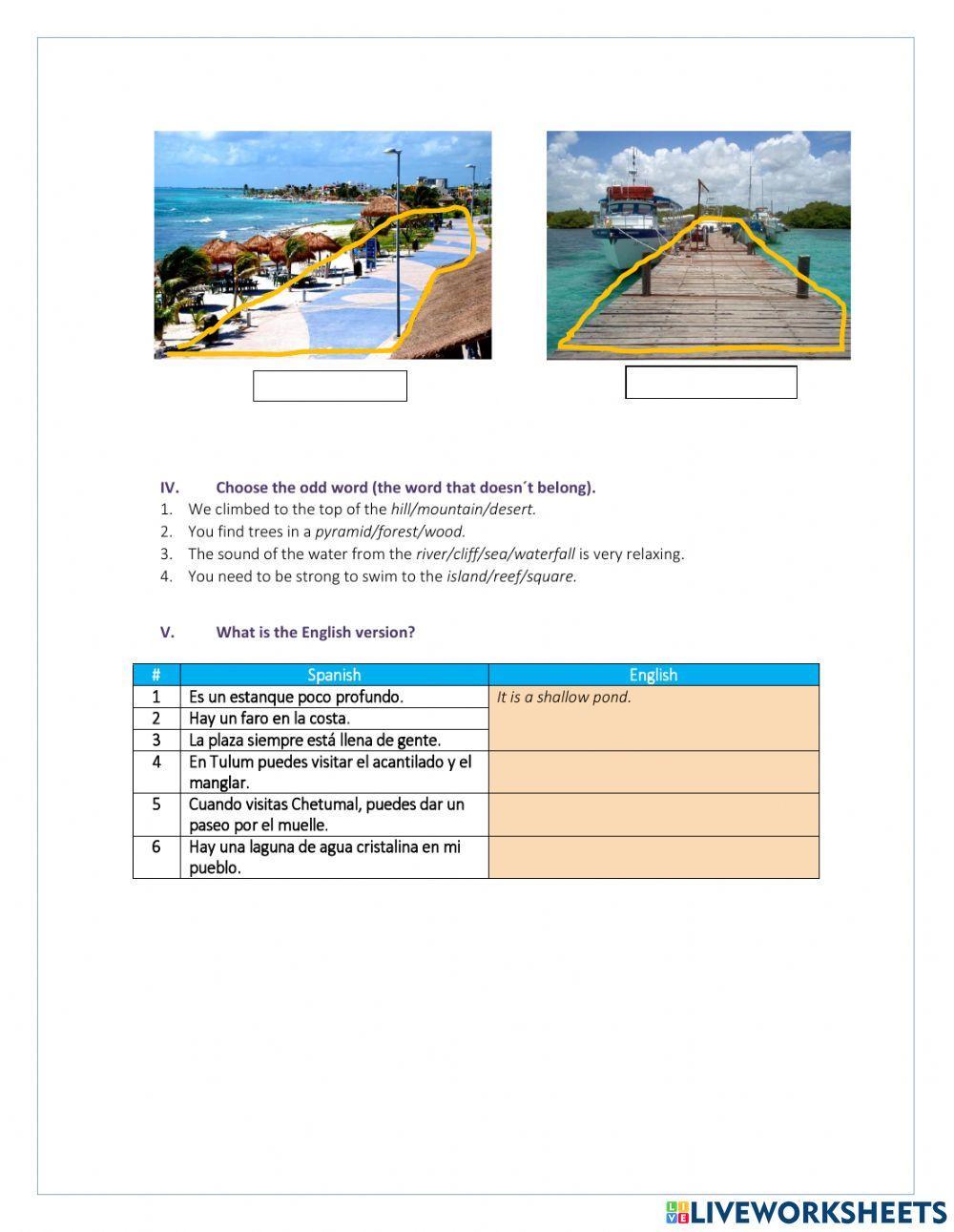 Geographical features and Adjectives to describe places