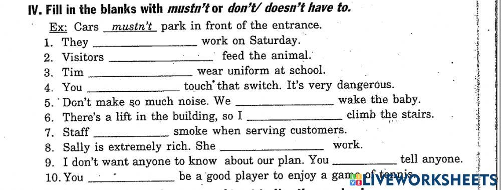 Mustn't don't have to