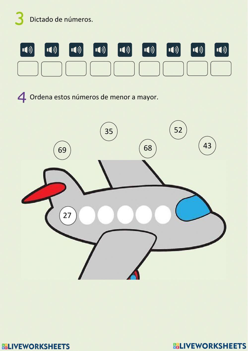 ACTIVIDADES CON  LOS NÚMEROS HASTA EL 69