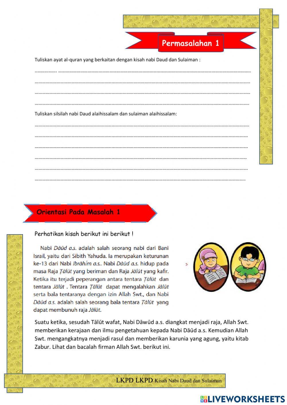 Lkpd kisah nabi daud dan sulaiman