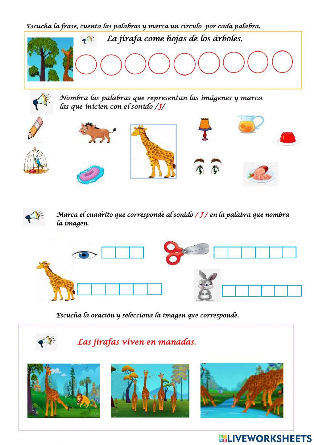 Conciencia Linguistica palabra JIRAFA