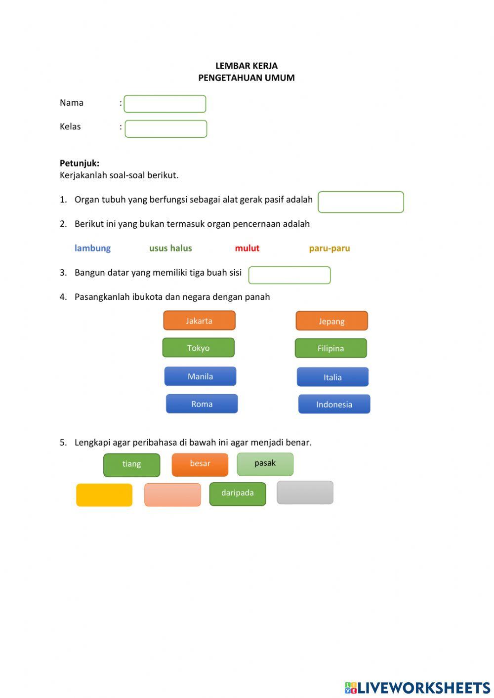 Lembar Kerja Pengetahuan Umum