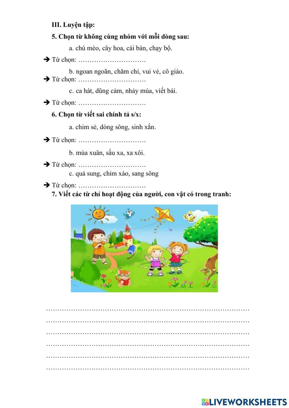 Phiếu ôn Tiếng Việt Tuần 4