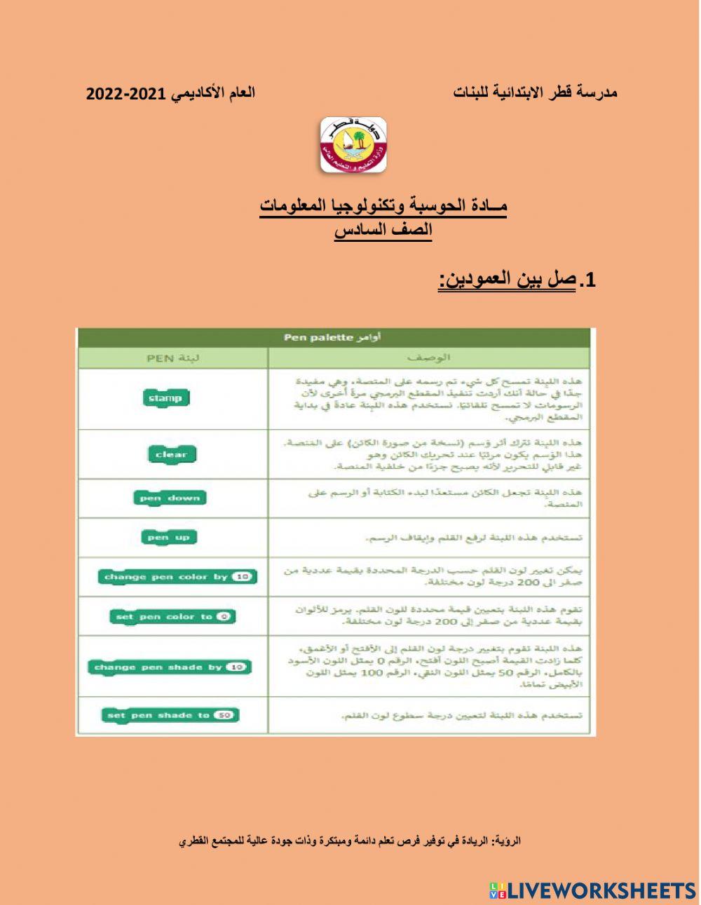 غلق الهدف1 لبنات القلم