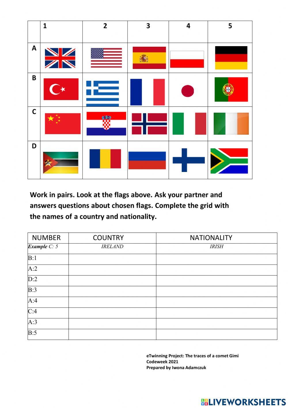 Gimi Etwinning Project codeweek 2021 - countries and nationalities