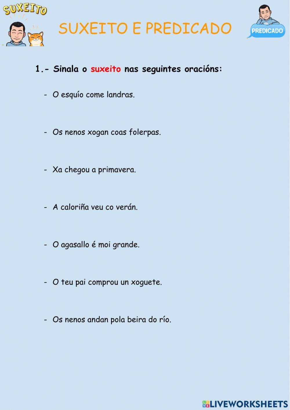 Suxeito e predicado Suxeito e predicado