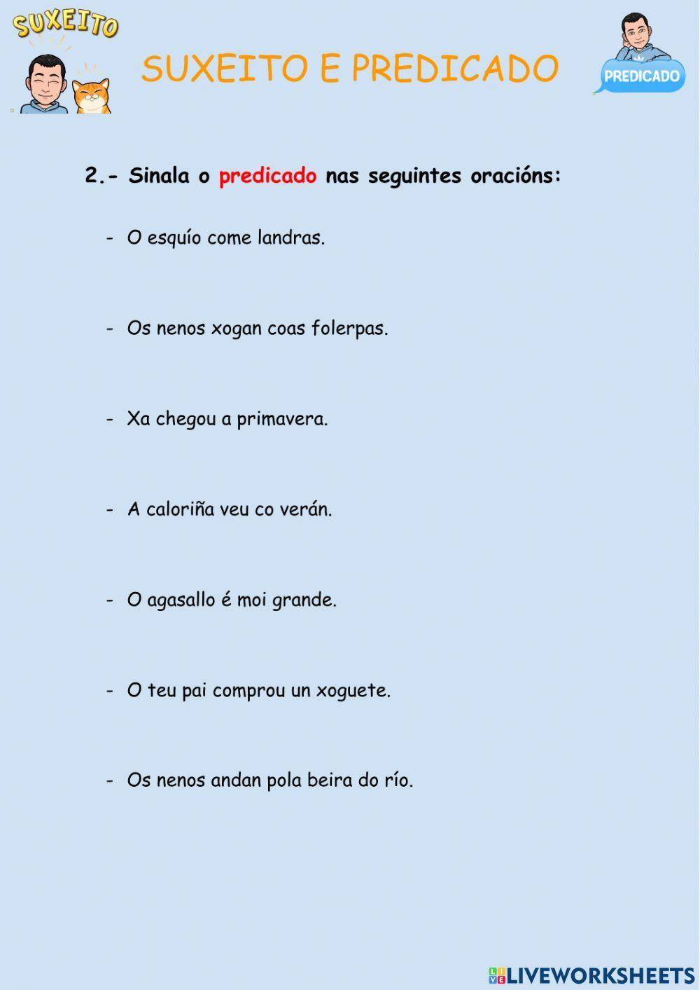 Suxeito e predicado Suxeito e predicado