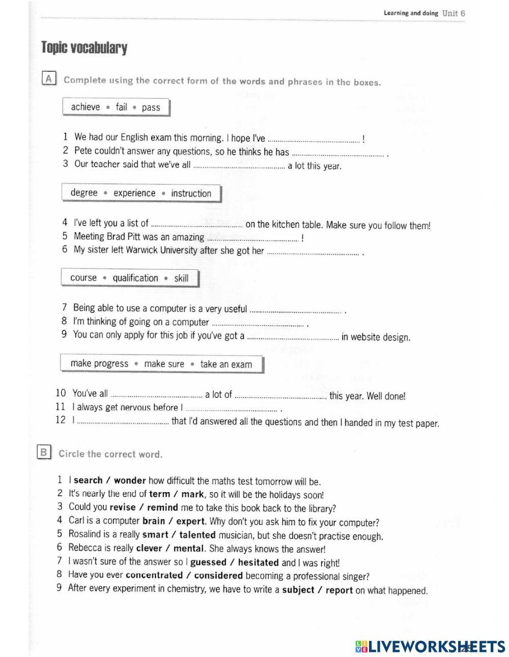 Des B1 vocabulary unit 6