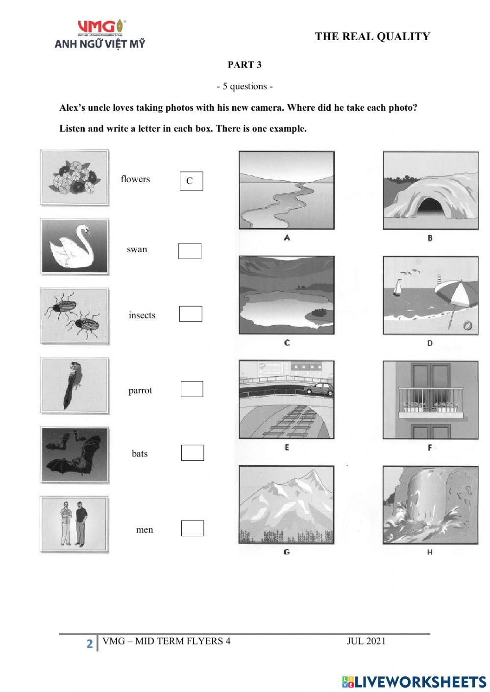 Flyers 4 - Midterm Test - Listening