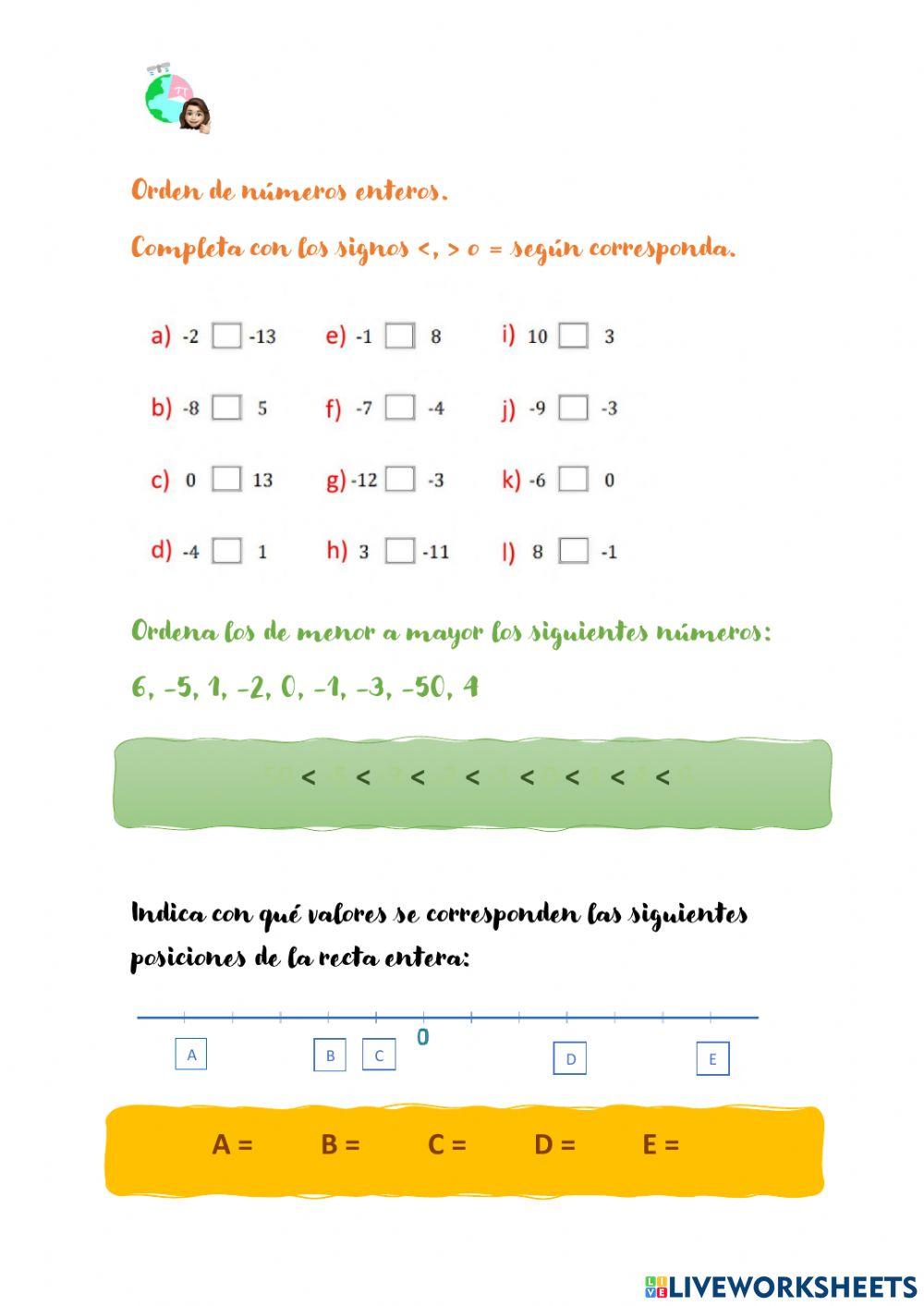 Ordenación de números enteros