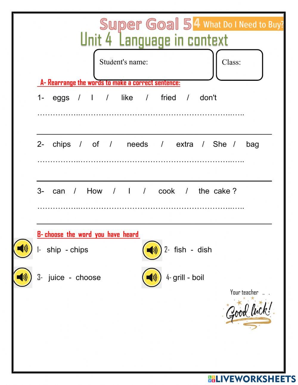 U4 language in context food