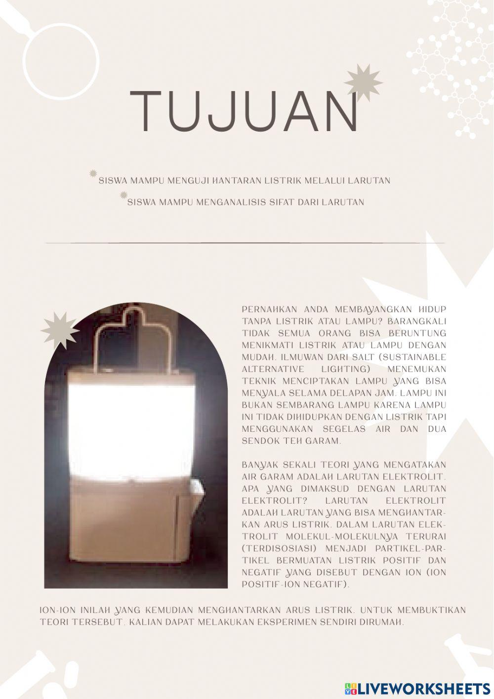 Home Experiment (Menyalakan Lampu Menggunakan Air Garam)