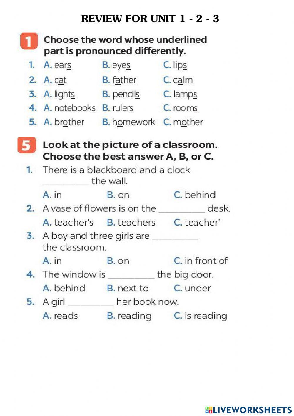 Review Unit 1 - 2 -3