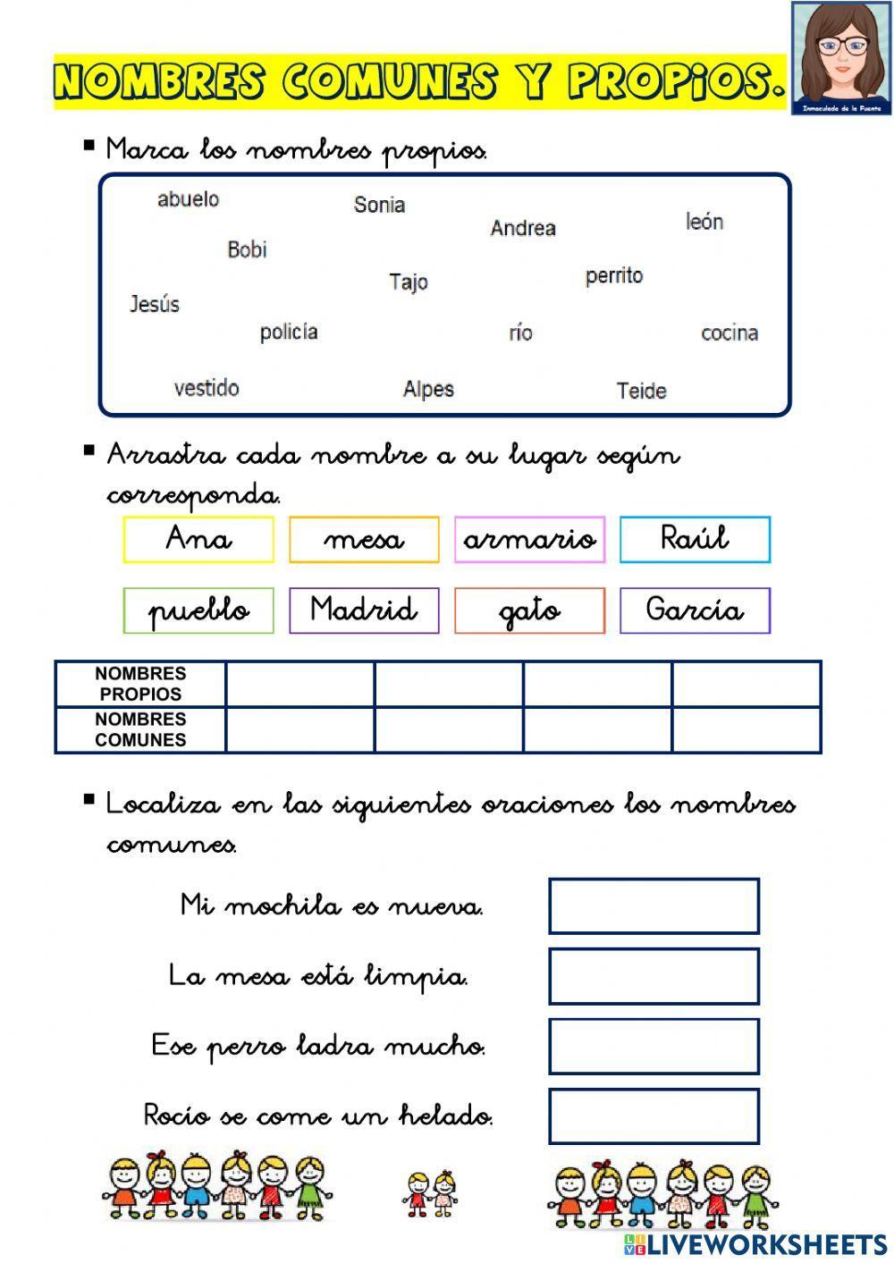 LENGUA 2º Nombres propios y comunes.