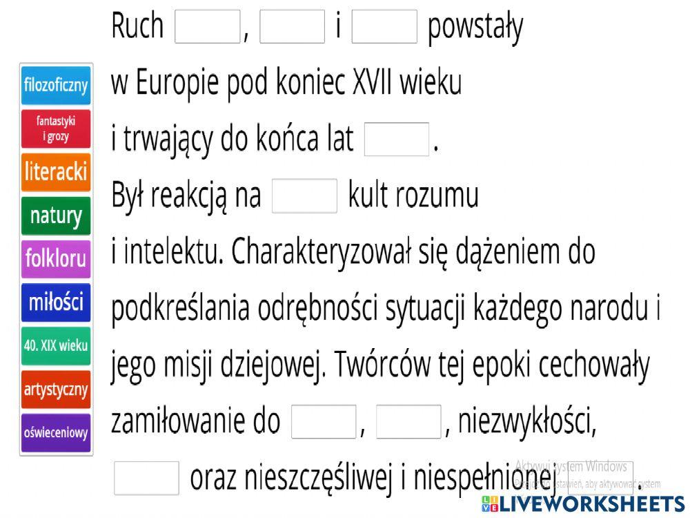 Romantyzm - cechy epoki