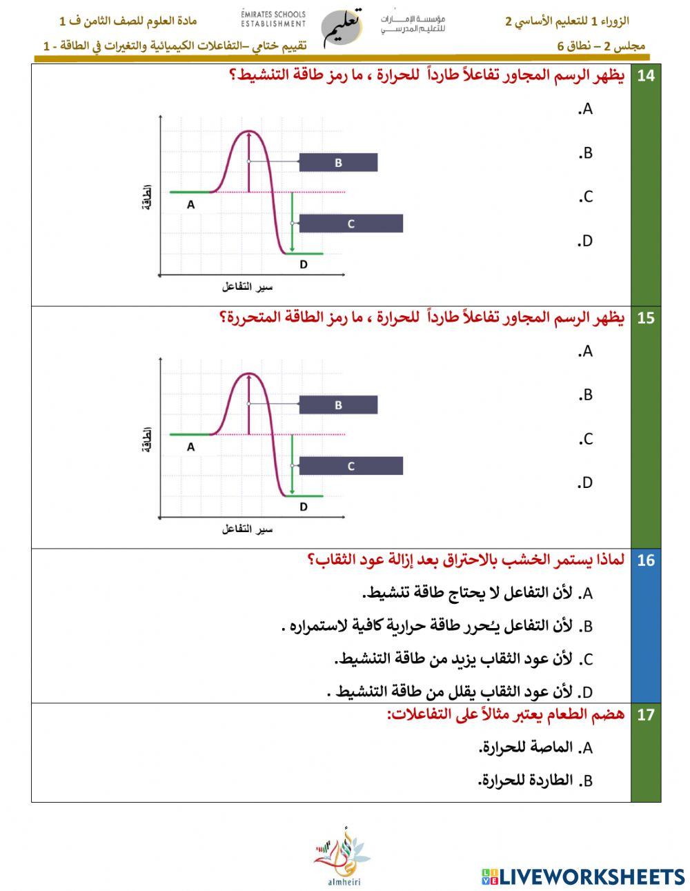 التفاعلات الكيميائية و التغيرات في الطاقة 1