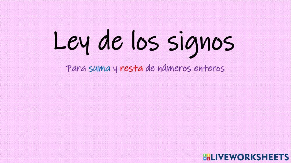 Ley de los signos para suma y resta