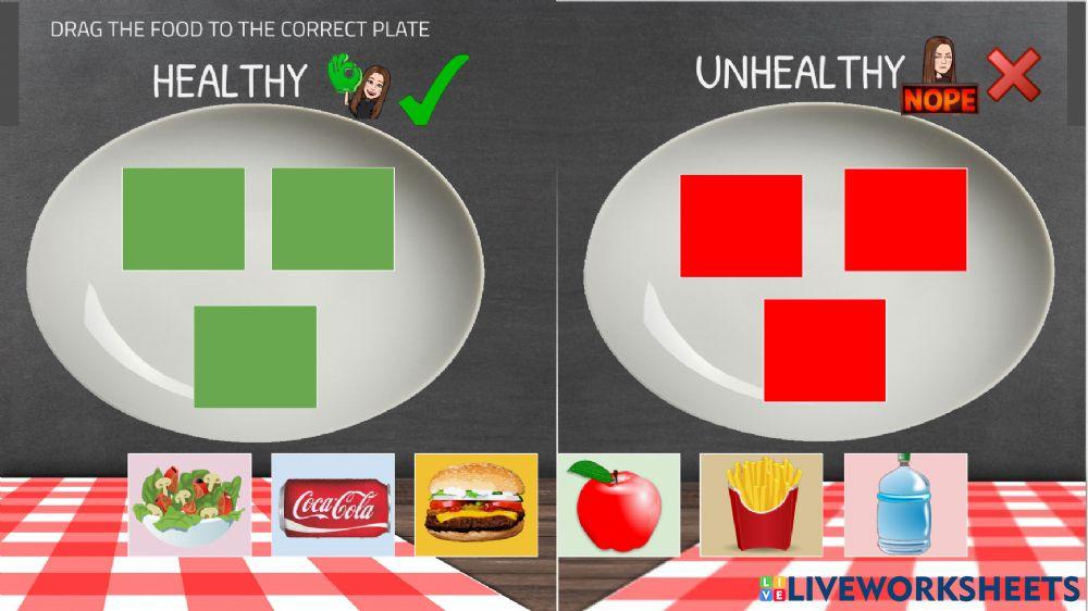 Healthy an unhealthy food