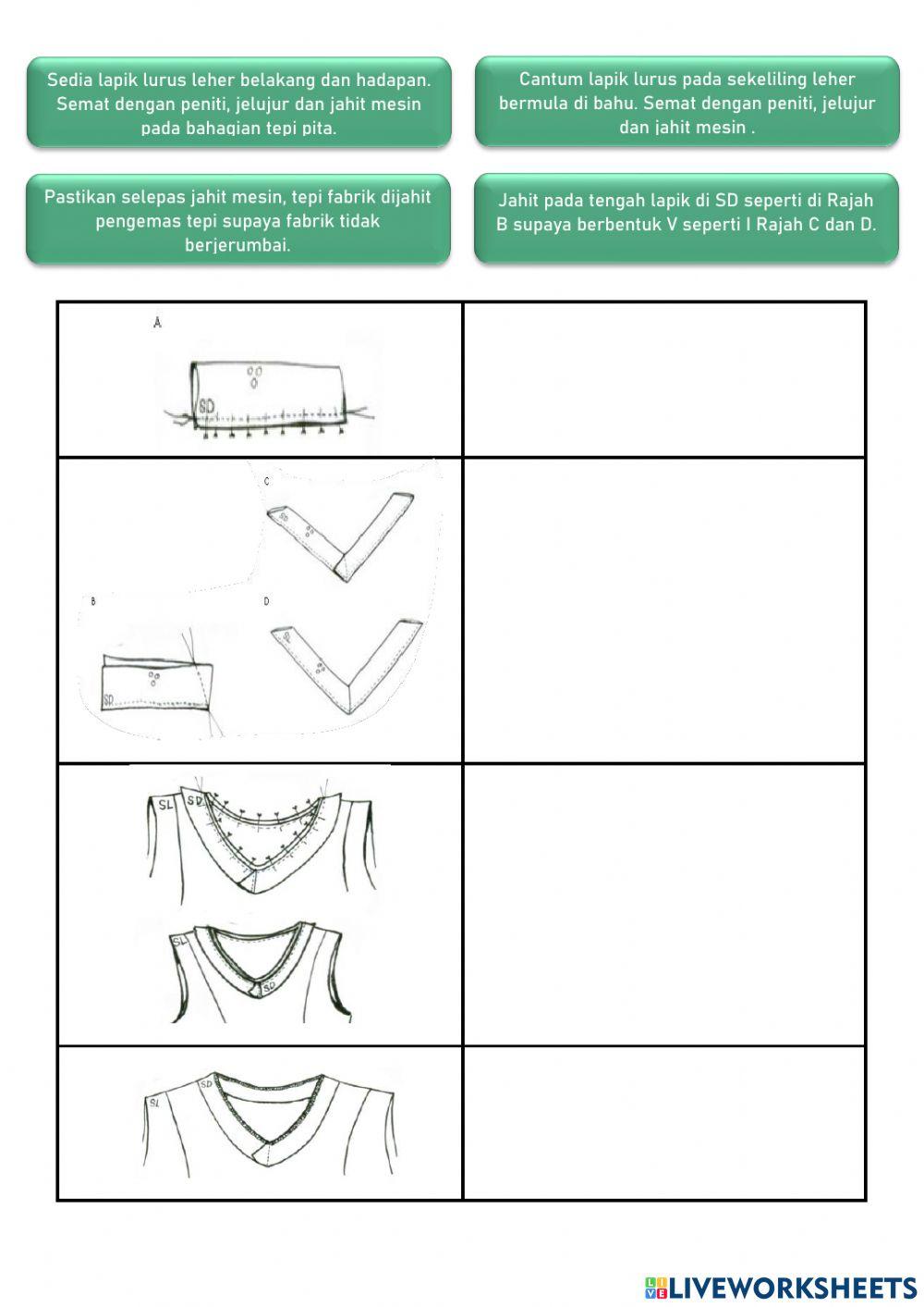 Level 2 langkah proses jahit baju sorak