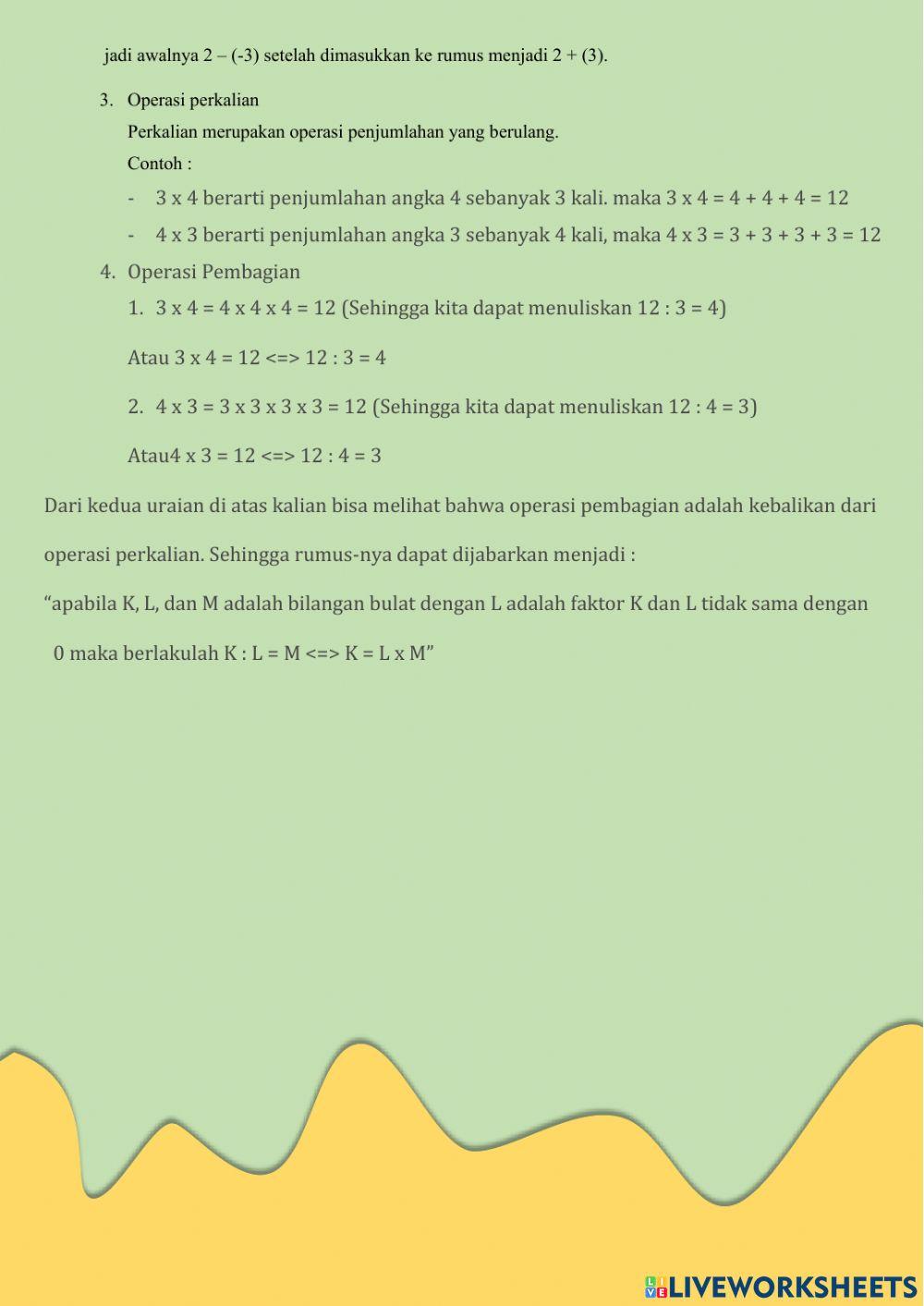 Operasi Bilangan Bulat