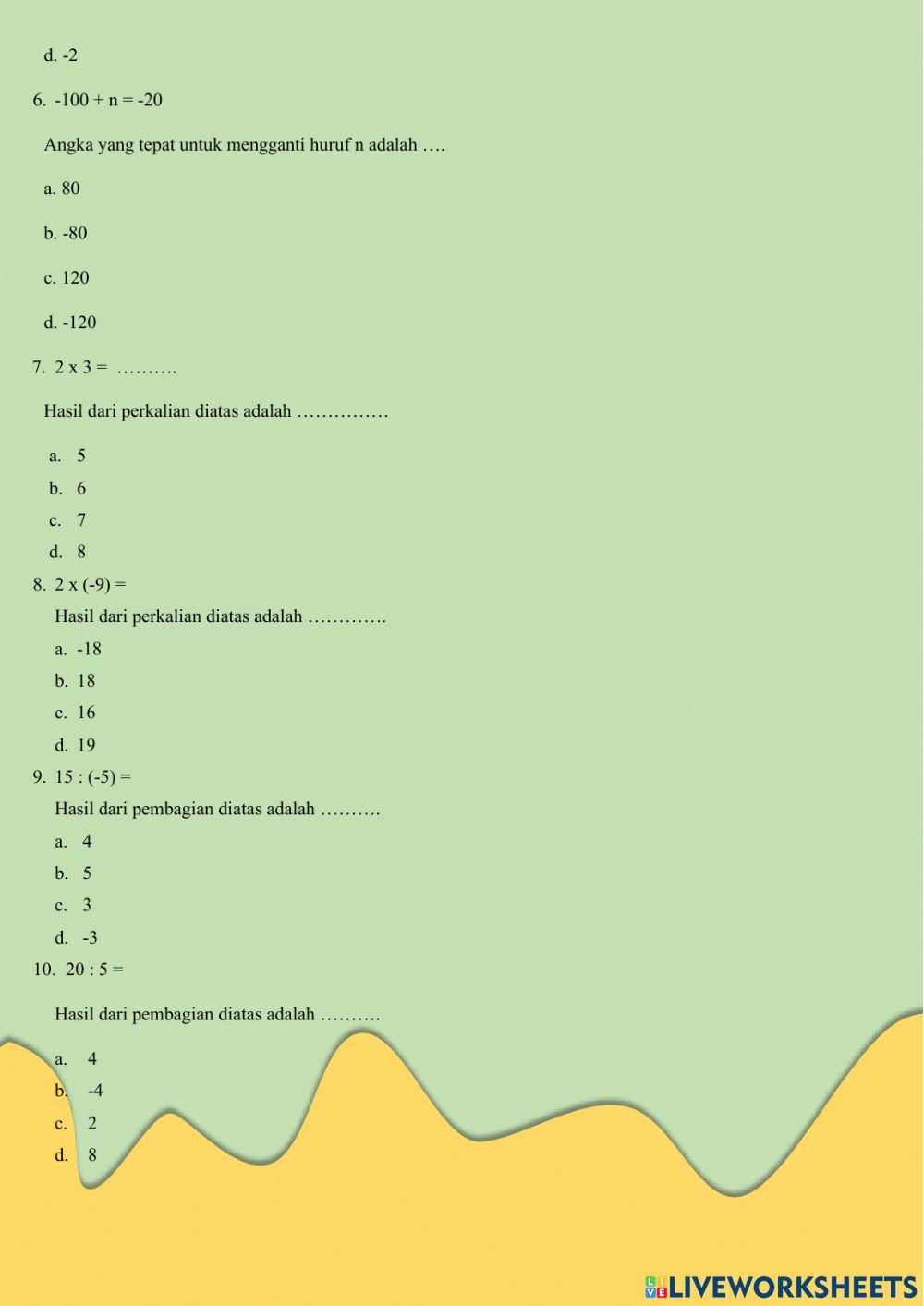 Operasi Bilangan Bulat