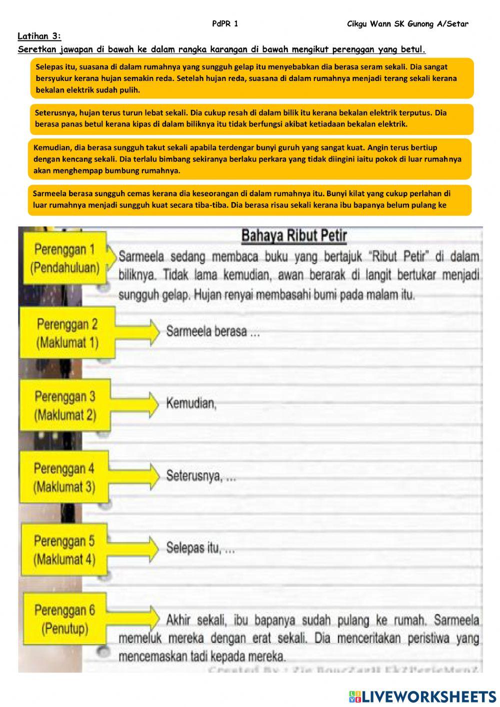 Latihan 3 : Melengkapkan Karangan.