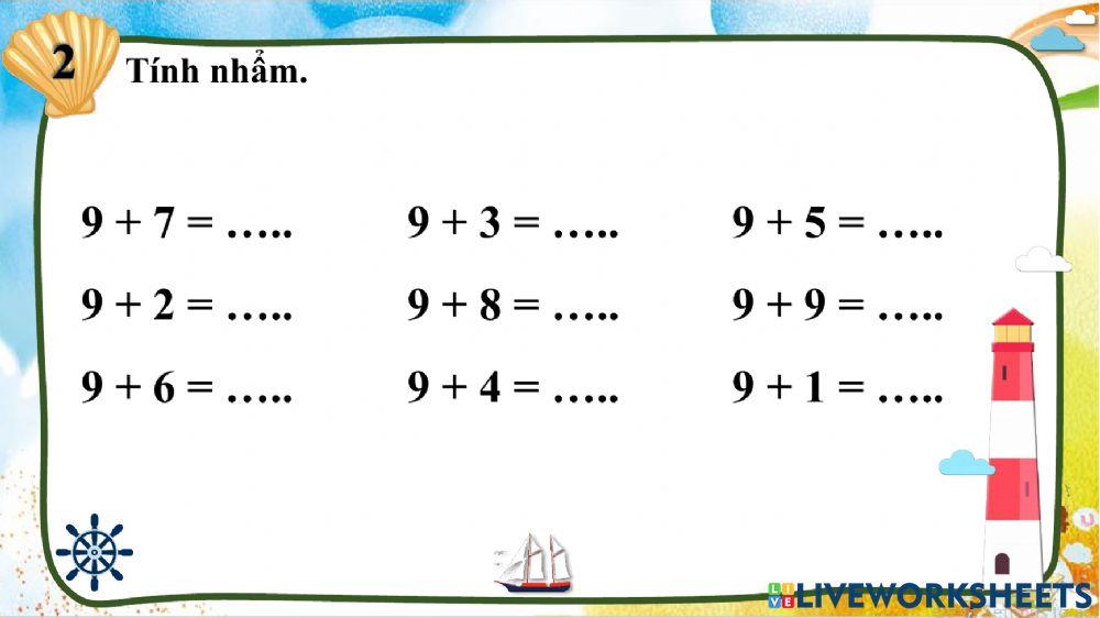 Toán: 9 cộng với một số - 8 cộng với một số