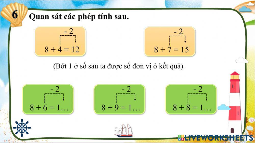 Toán: 9 cộng với một số - 8 cộng với một số