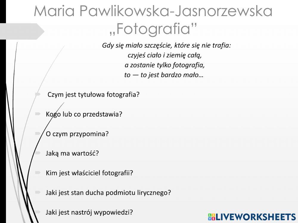Pawlikowska-Jasnorzewska wiersze