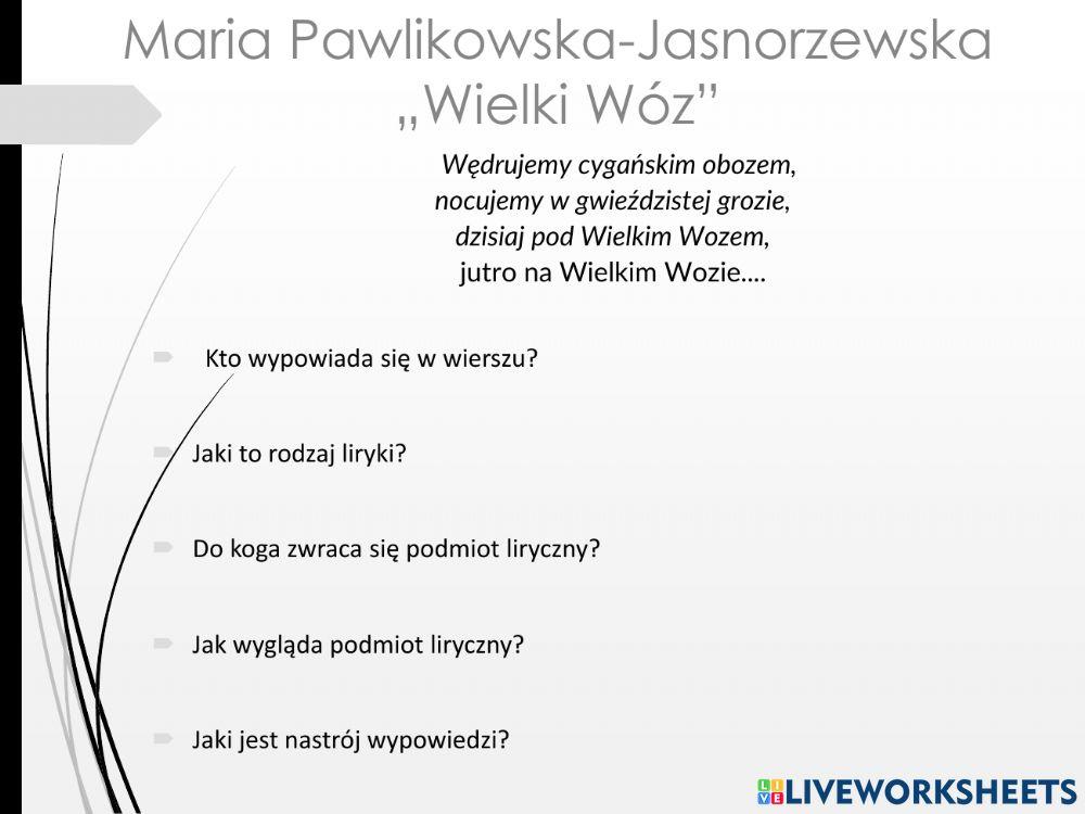 Pawlikowska-Jasnorzewska wiersze