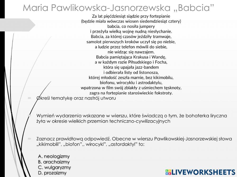 Pawlikowska-Jasnorzewska wiersze