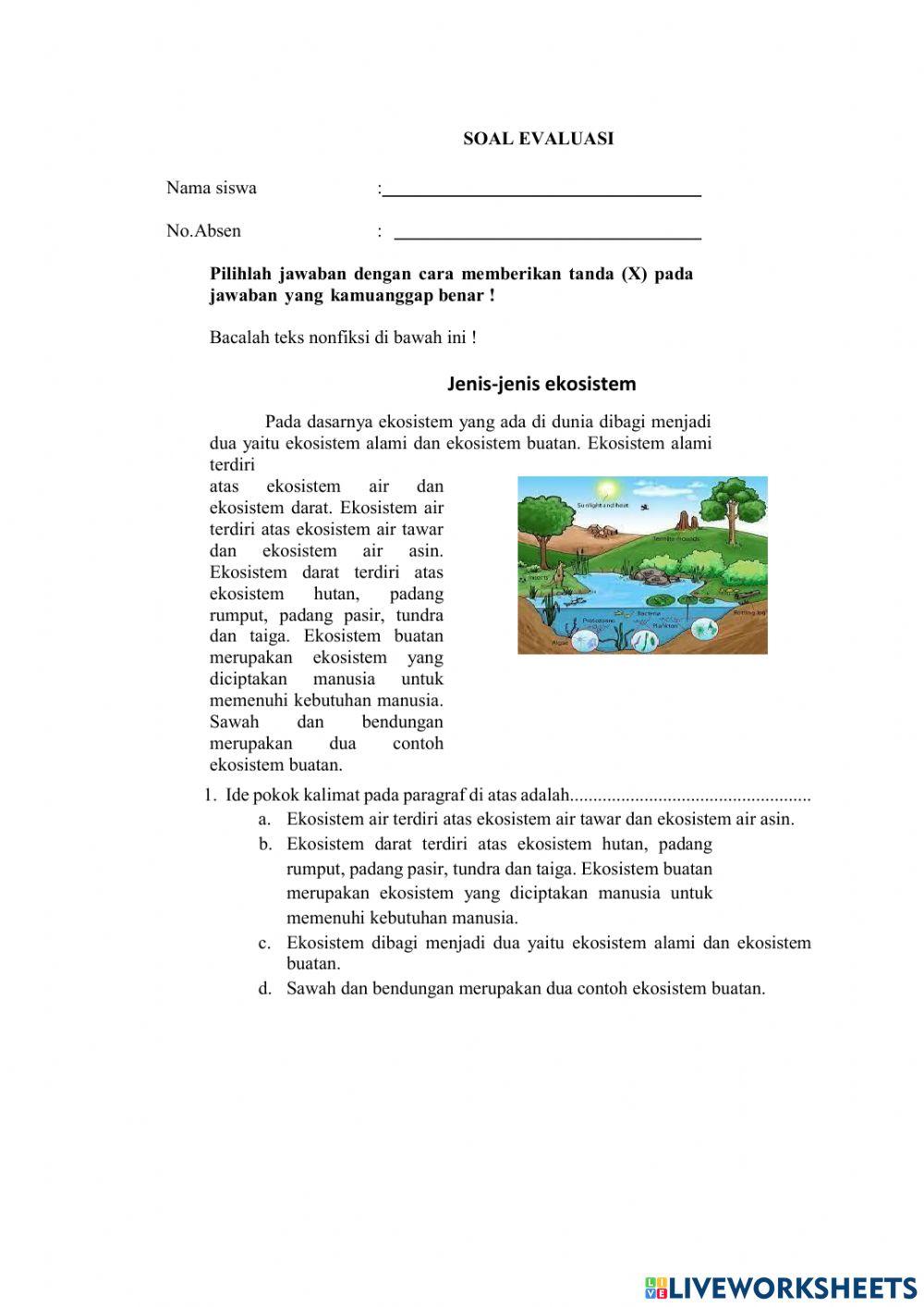 Soal evaluasi tema 5