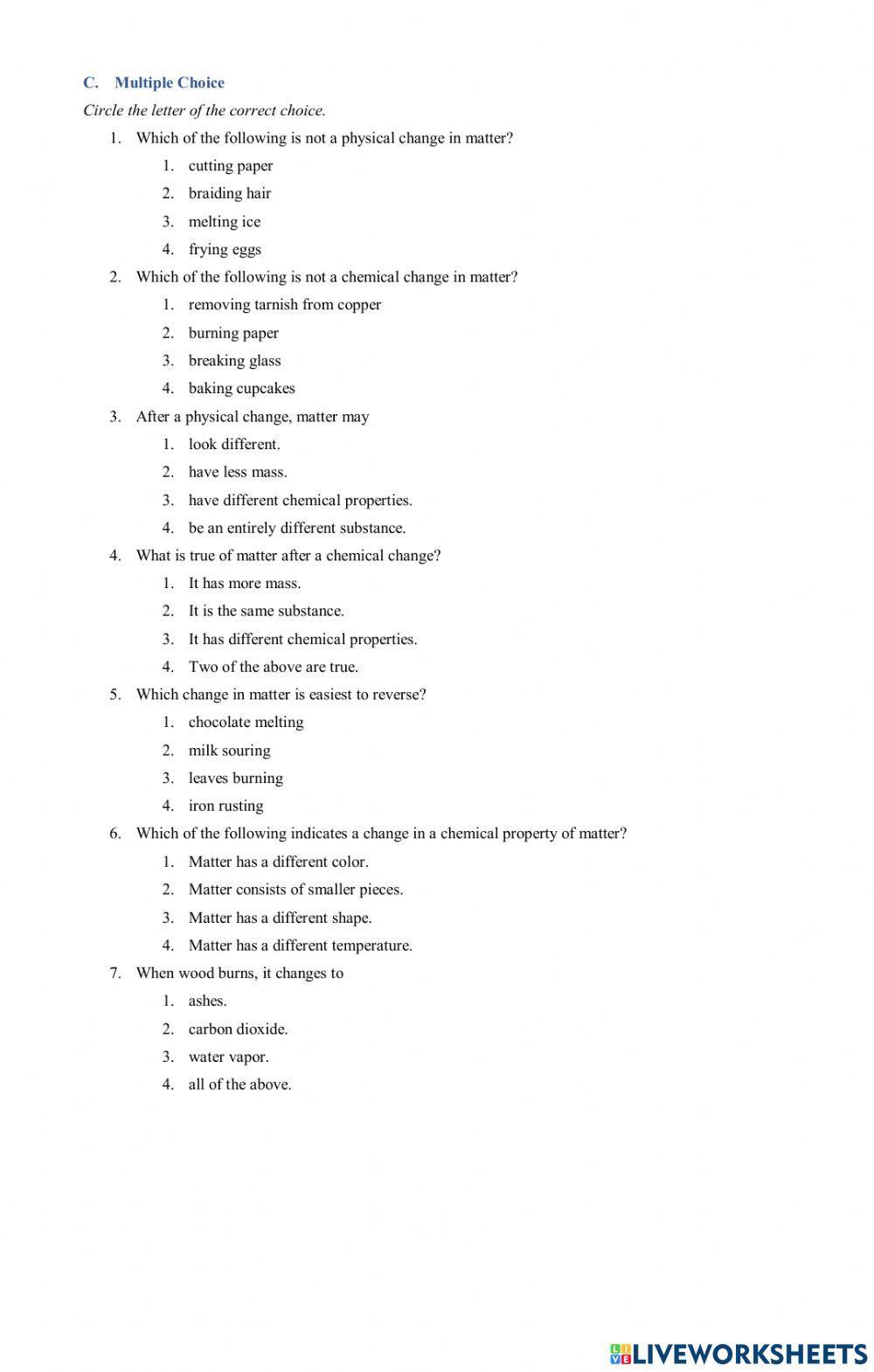 Physical and Chemical Changing Physical and Chemical Changing