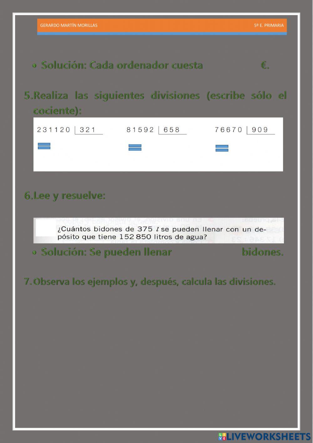 Cálculo y operaciones. Ficha 9.