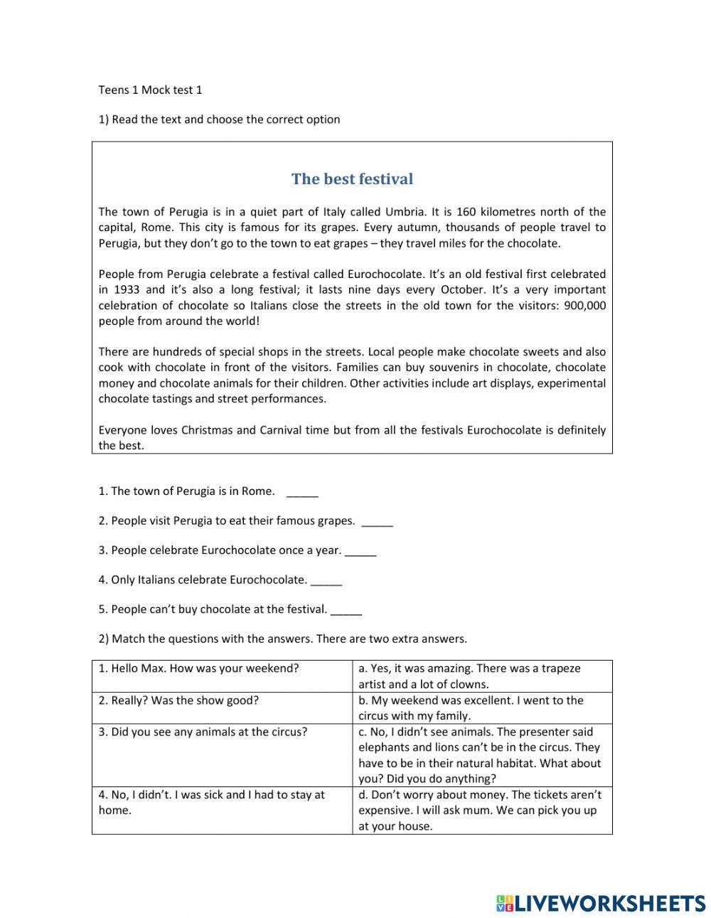 First year teens MT1