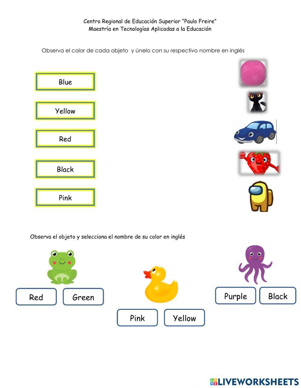 Colores En Ingles Fichas Colores en inglés online exercise for Primero secundaria | Live Worksheets