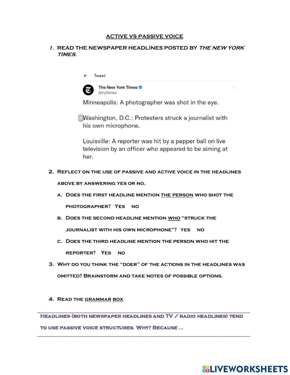 Active vs passive voice