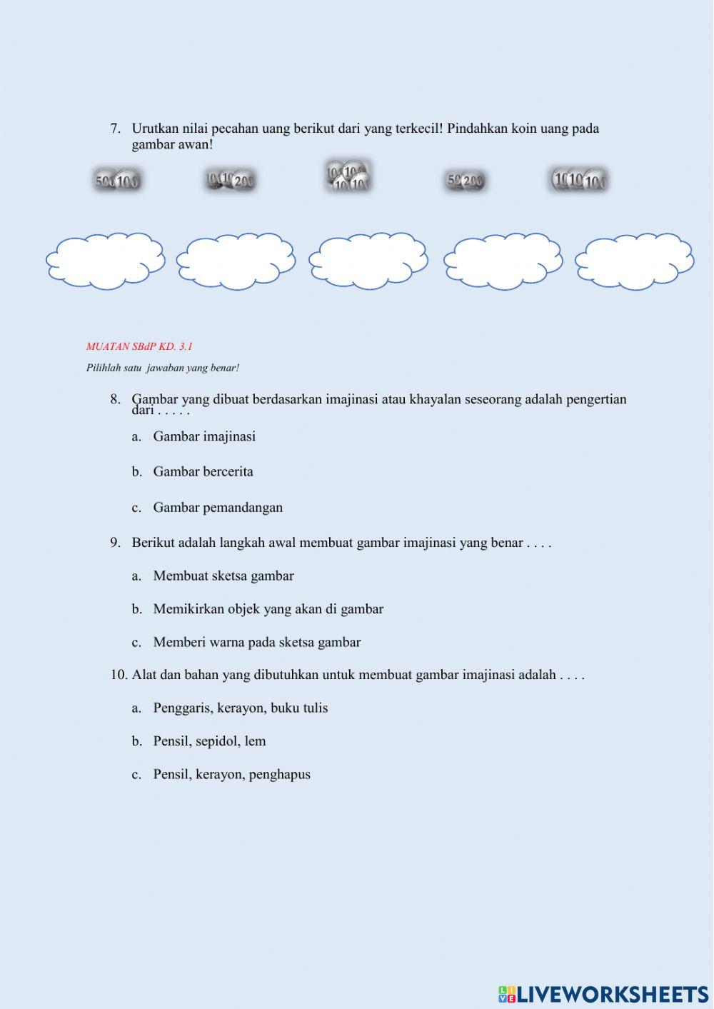 Lembar evaluasi kelas 2 tema 3 subtema 3 pb 1
