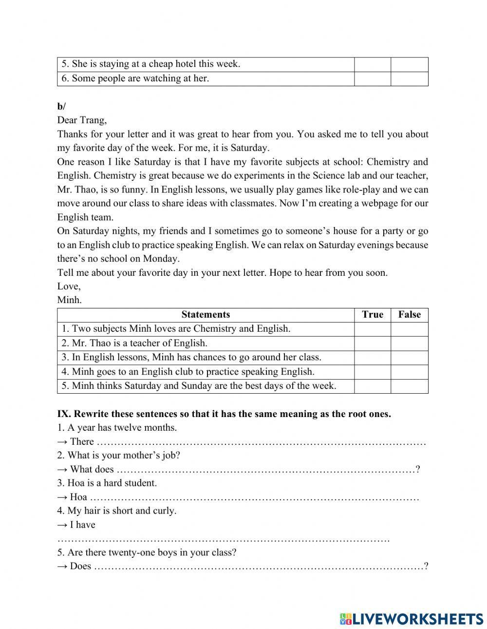 Review mid term 1- TIẾNG ANH LỚP 6