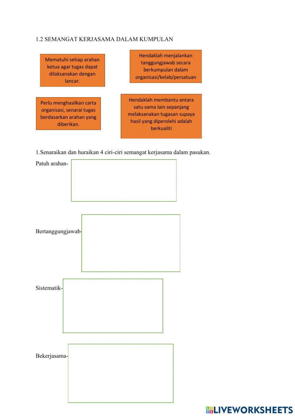 1.3 semangat kerjasama dalam kumpulan srt tingkatan 4