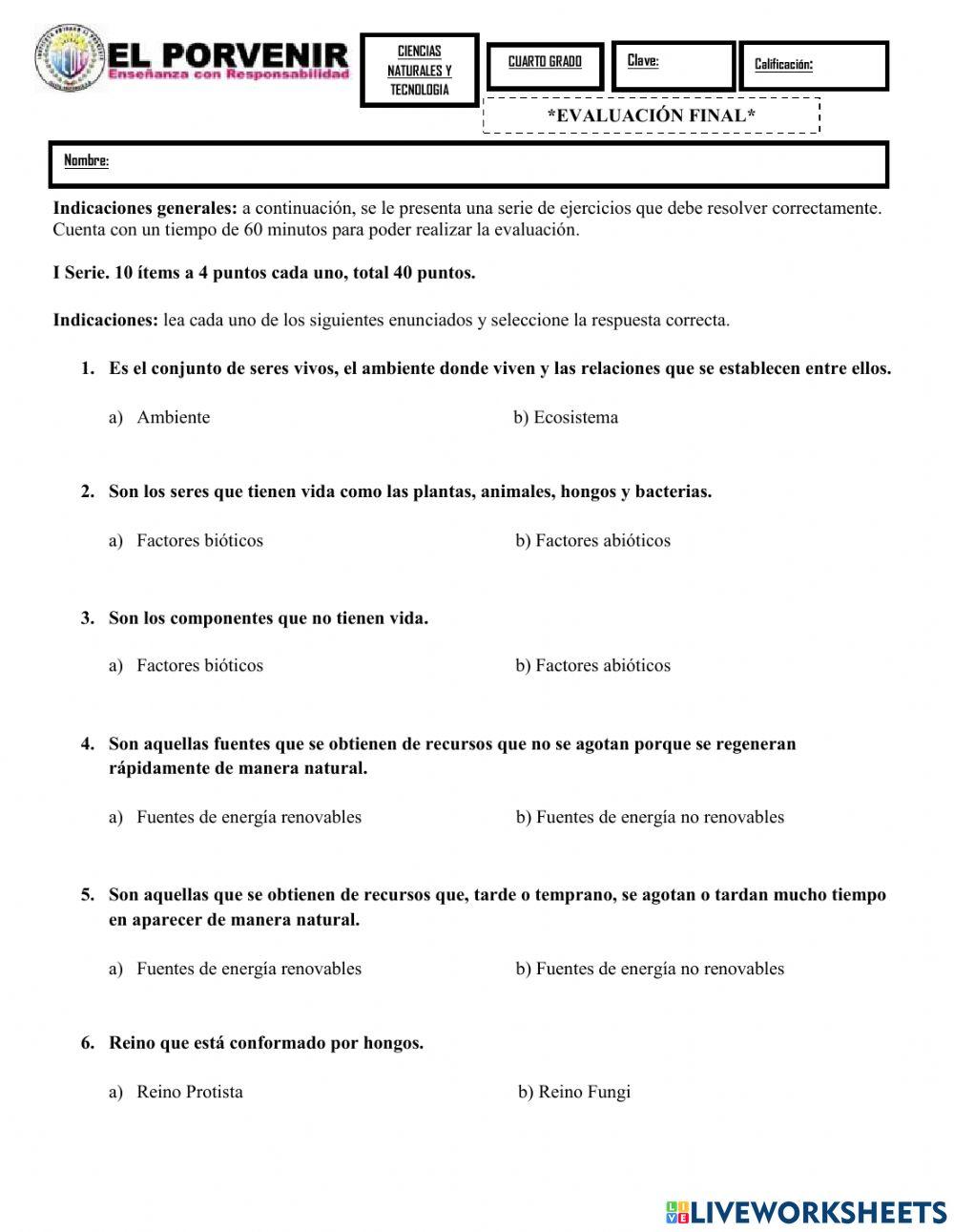 Evaluación final