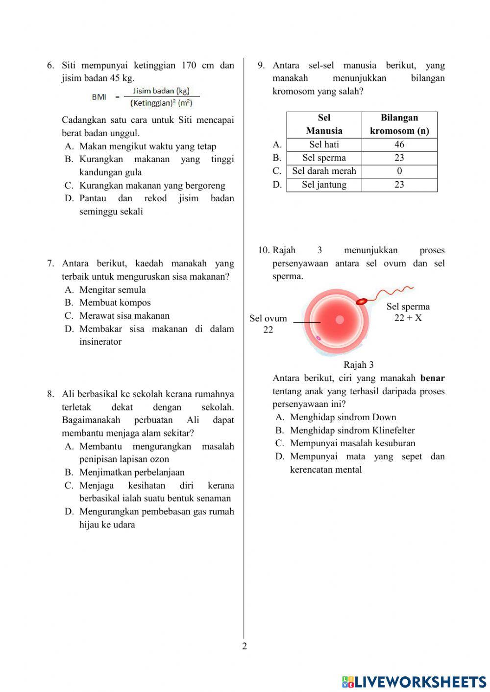 Latihan pengukuhan sains  spm k1
