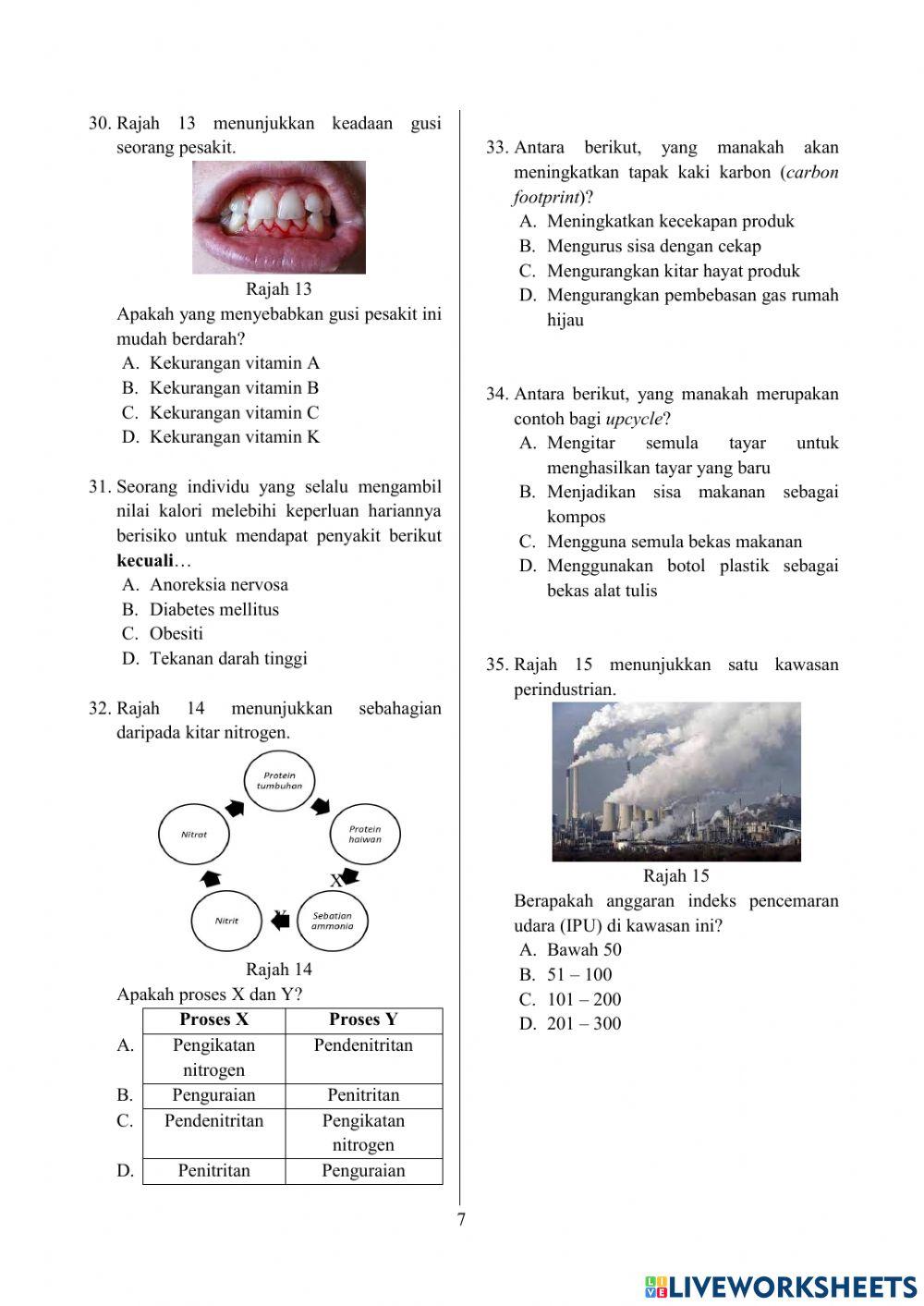 Latihan pengukuhan sains  spm k1