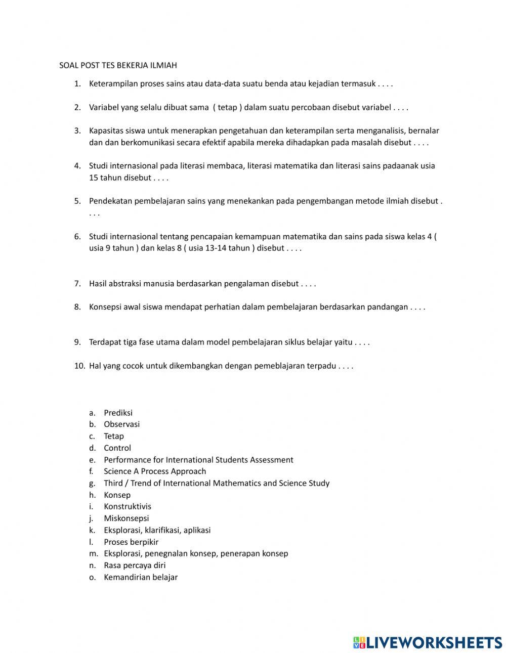 Post tes bekerja ilmiah